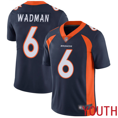 Youth Denver Broncos 6 Colby Wadman Navy Blue Alternate Vapor Untouchable Limited Player Football NFL Jersey